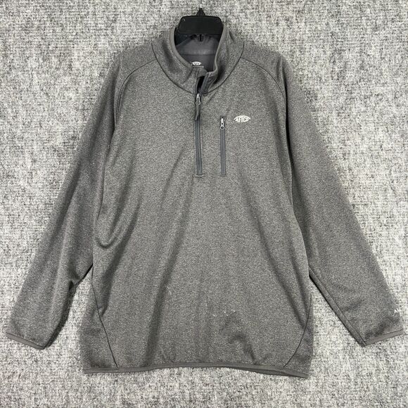 AFTCO Sweater Mens XXL Gray Vista Performance Tech Fleece Fishing Gear Pullover - Picture 1 of 6